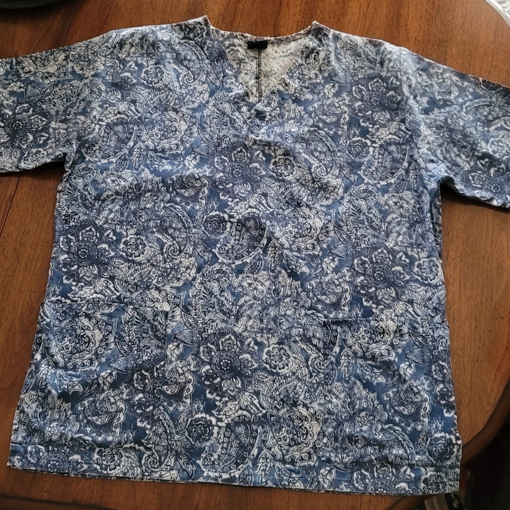 Barco Uniforms- Blue Print Women's Scrub Top- Medi